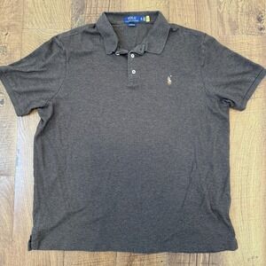 Polo Ralph Lauren Polo Shirt Mens XL Charcoal Grey Classic Fit Heathered Cotton